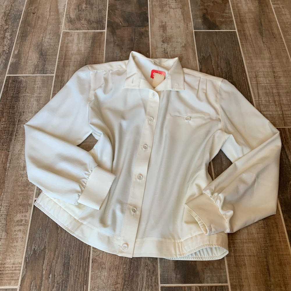 ✨ NWT Vintage 70’s Cream Light Jacket Button Down - Picture 2 of 11